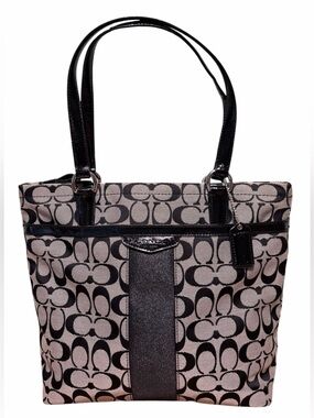 Coach Black and Grey Signature Canvas Tote